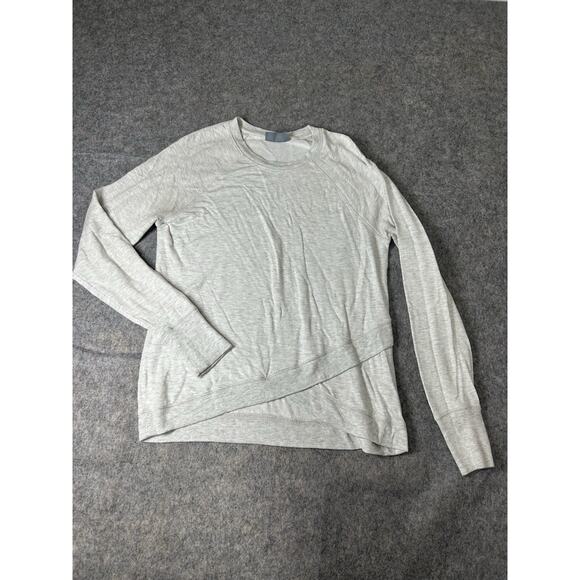 Athleta Sweatshirt Women Small Criss Cross Soft Tulip Sweater Top Beige Heather - Picture 5 of 8